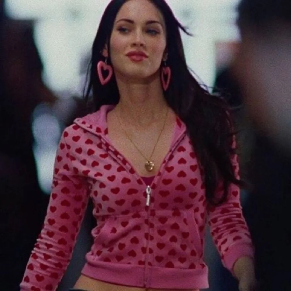 JENNIFER’S BODY Velour Pink Heart Cropped Zip Up Sweatshirt - Picture 2 of 6